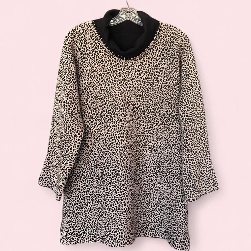 Leopard Reversible Blouse, Sz XL Cheetah Sweater